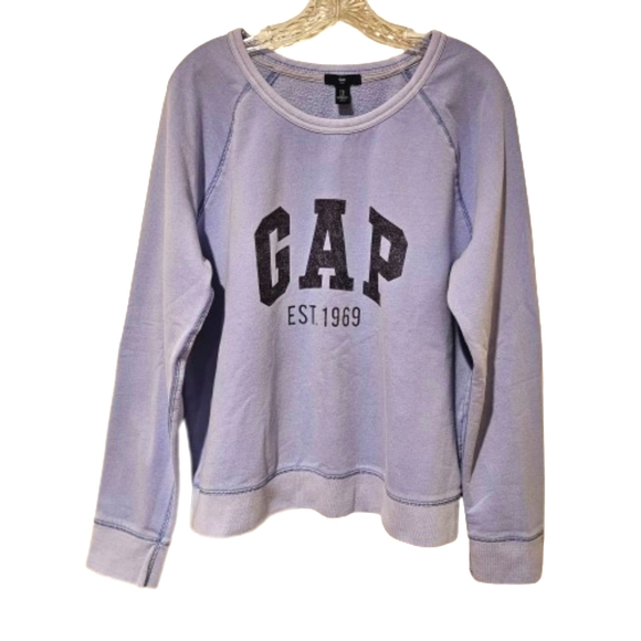 GAP Sweaters - Gap Women's Light Blue Varsity Styled Crewneck Sweatshirt Size XL